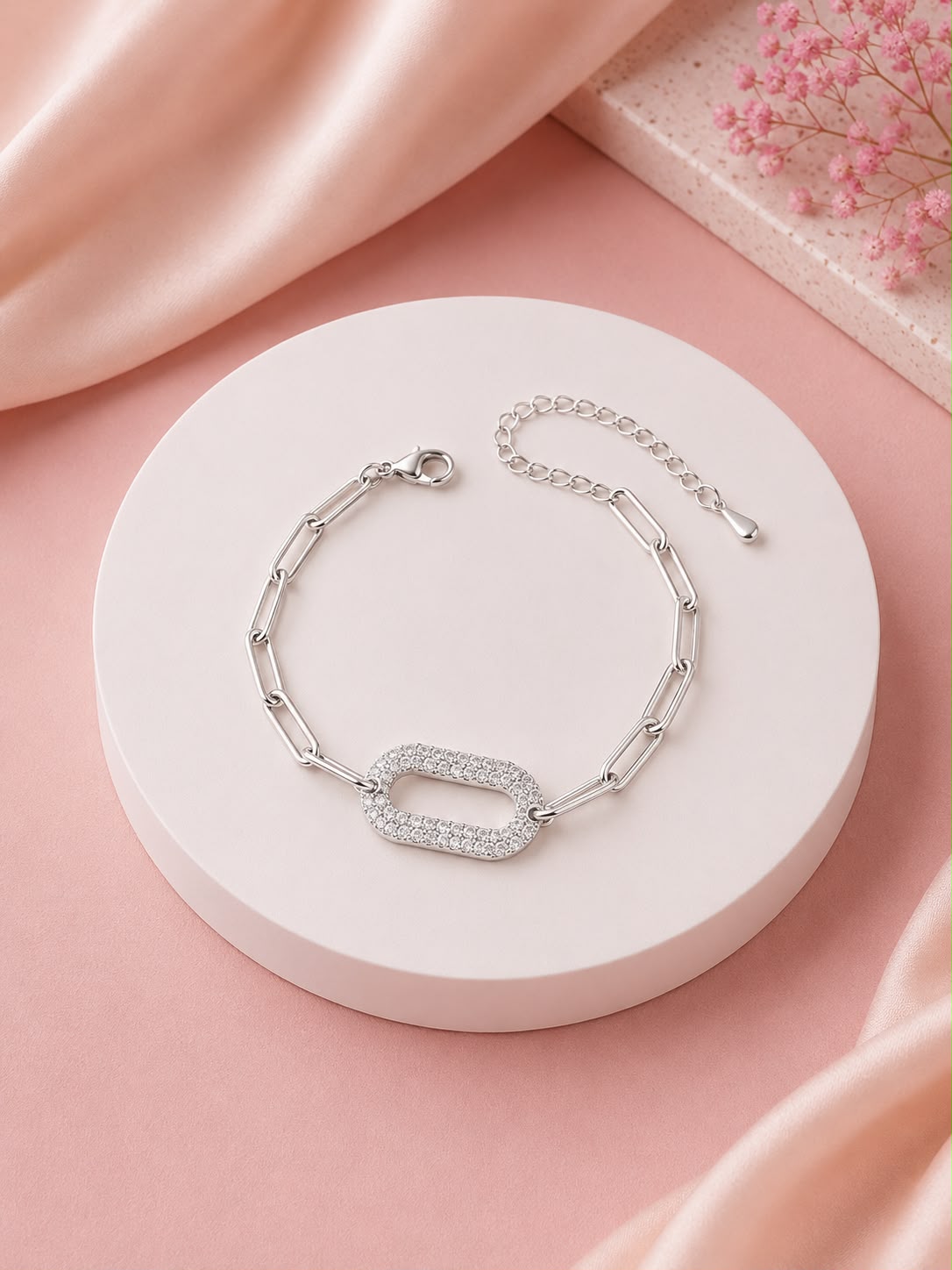 Silver Crystal Link Bracelet