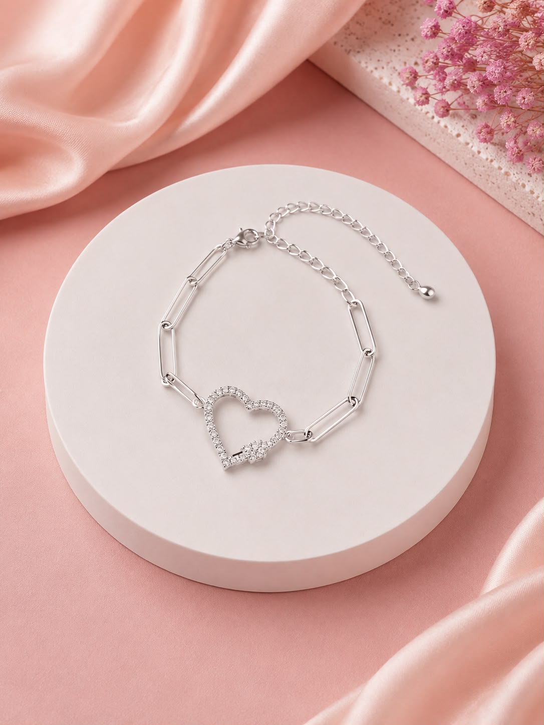 Silver Heart Crystal Bracelet