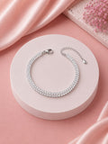 Silver Double-Row Crystal Bracelet