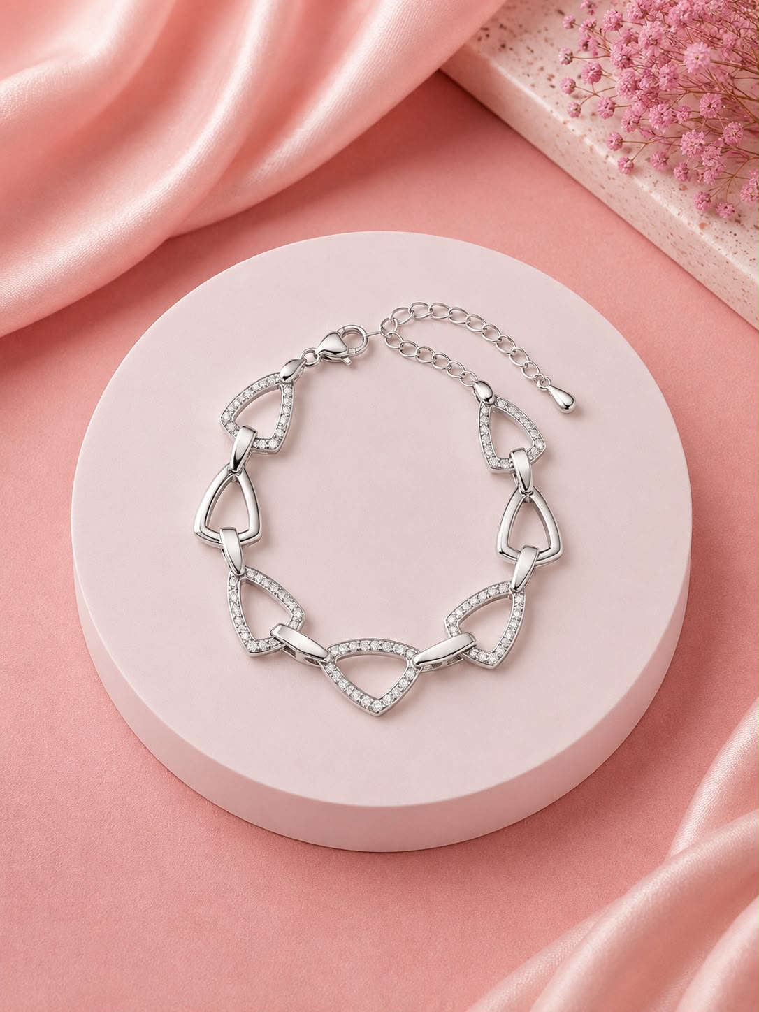 Silver Heart Link Bracelet
