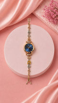 Elegant Rose Gold &amp; Blue Dial Bracelet Watch
