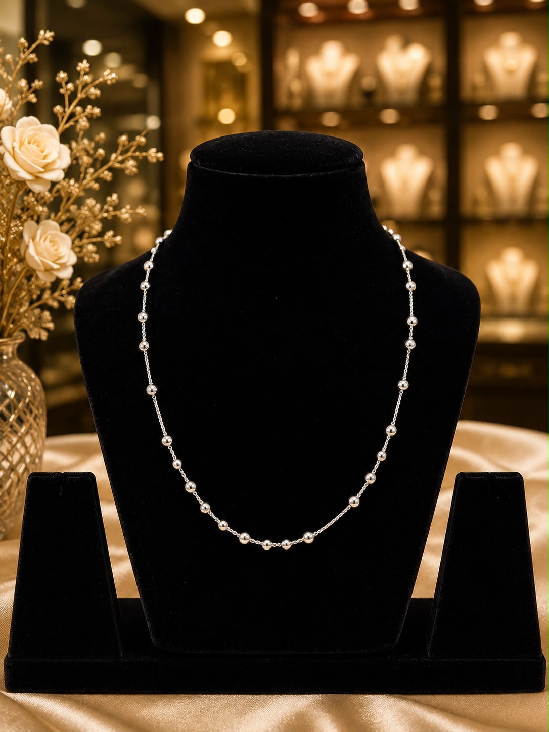 Elegant Silver Beaded Pendant ✨