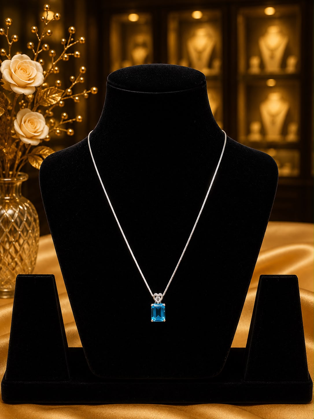 Elegant Blue Crystal Silver Pendant 💎✨