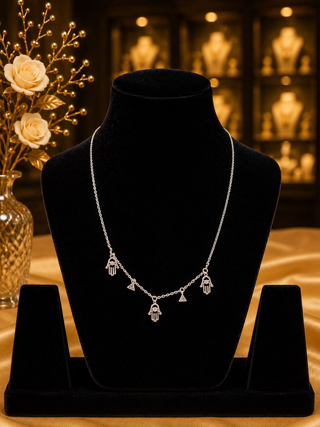 Elegant Hamsa Hand Silver Pendant