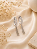 Silver Hoop Tassel Earrings