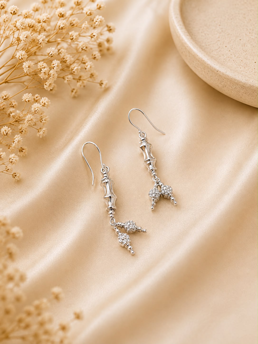 Silver Crystal Drop Earrings