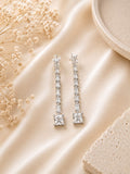 Silver Crystal Chain Drop Earrings