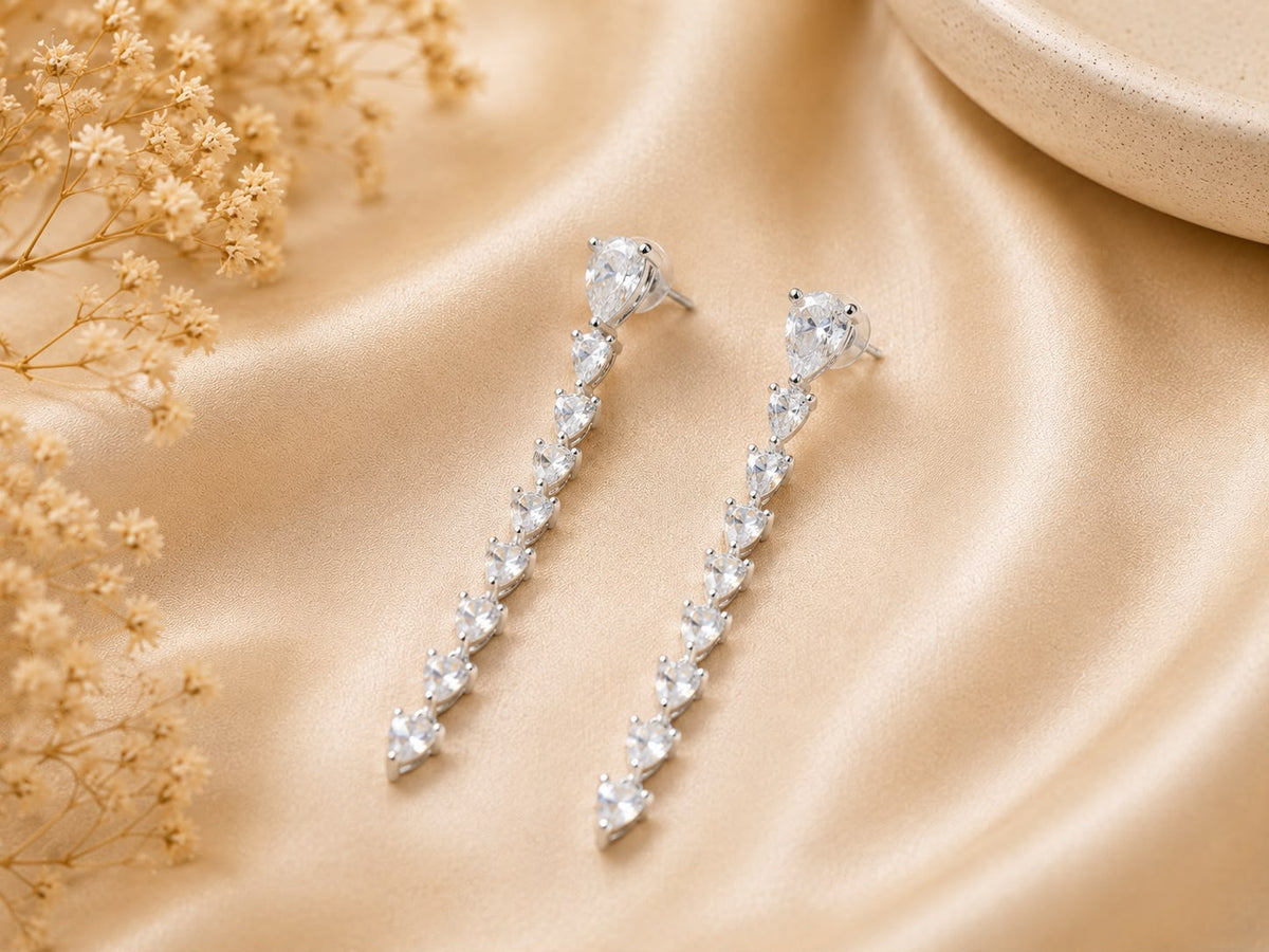Heart Crystal Drop Earrings