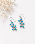 Blue Opal Leaf Drop Earrings