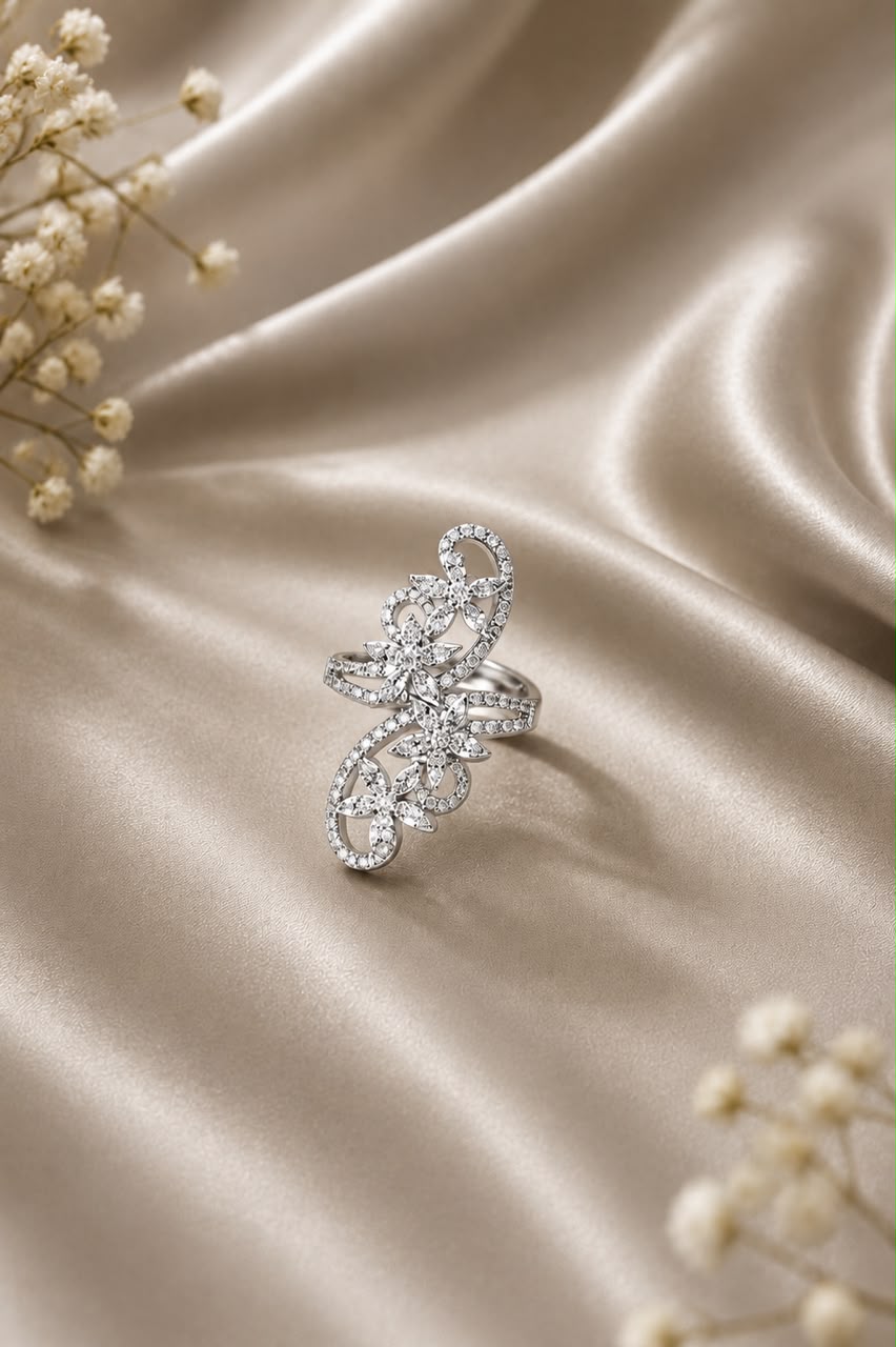 Elegant Diamond Floral Ring