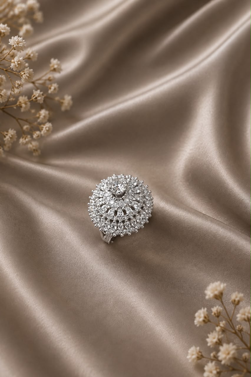 Elegant Diamond Dome Ring