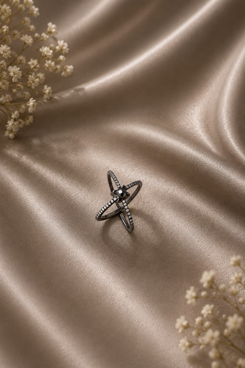 Black Diamond Cross Ring