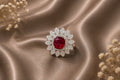 Ruby Floral Halo Ring