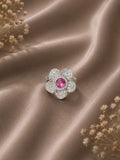 Pink Gemstone Floral Ring