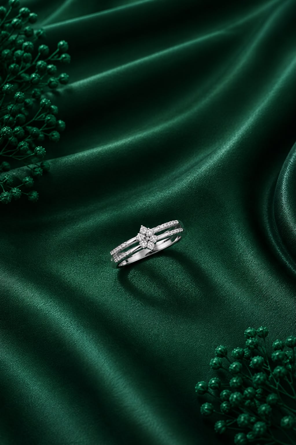 Floral Diamond Band Ring