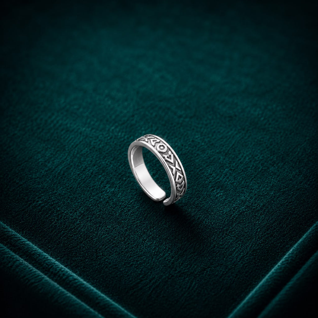 Silver Oxidized Pattern Ring