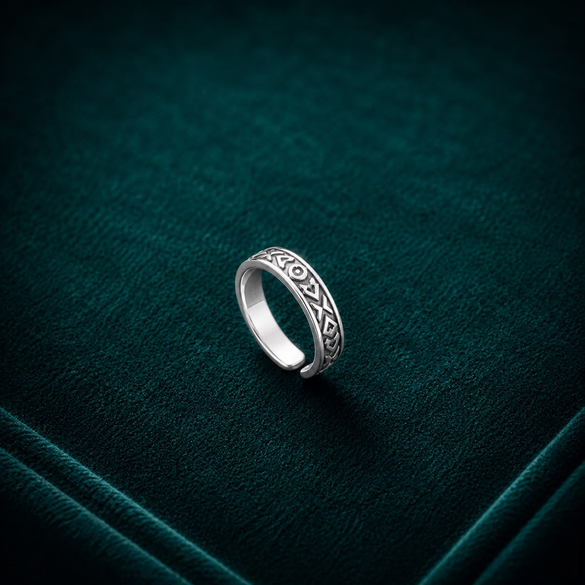 Silver Oxidized Pattern Ring