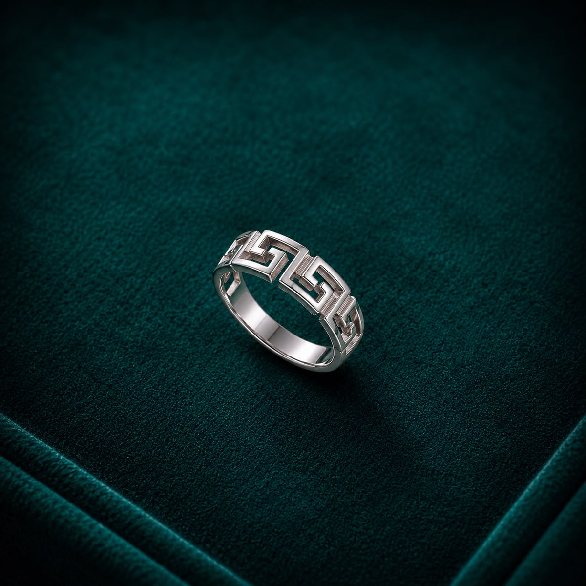 Silver Geometric Pattern Ring
