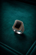 Black Onyx Greek Border Ring