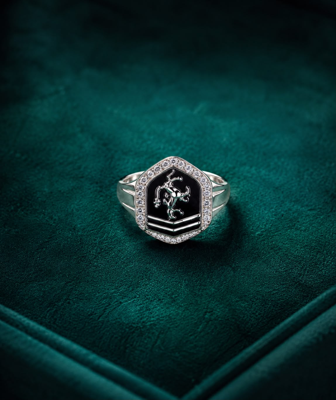 Black &amp; Silver Geometric Statement Ring