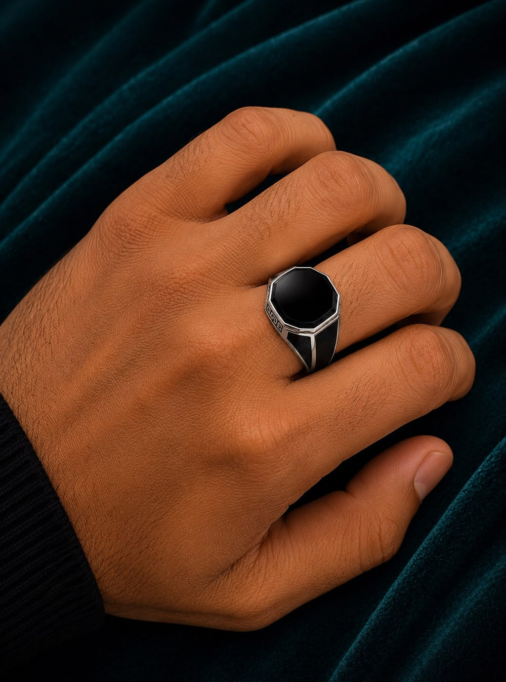 Black Onyx Style Statement Ring